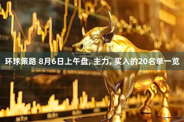 环球策路 8月6日上午盘, 主力, 买入的20名单一览